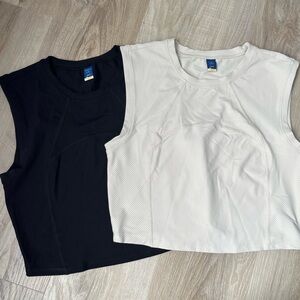 Black and Cream Ribbed Tops